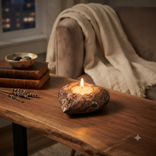 Marble Heart Candle Holder